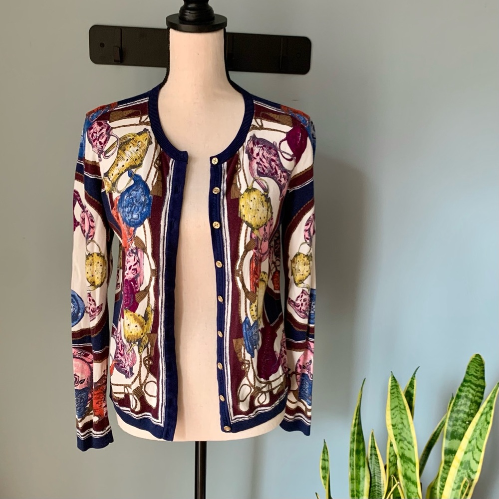 ❗️Sold❗️Talbots Charming Tea Party Cardigan Sweater • Long Sleeve • Small Petite - Picture 3 of 12